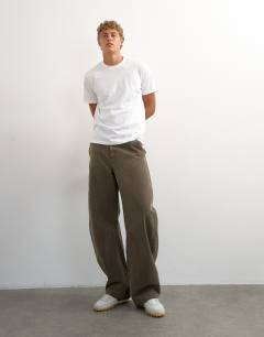 Horseshoe barrel fit canvas trouser in khaki