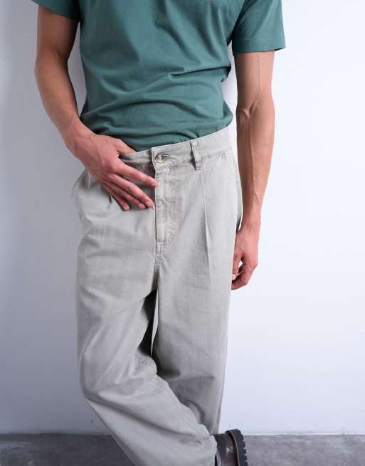 Topman – Hose in Steinbeige mit Fischgrätmuster und abgerundetem Beinschnitt, 4 von 5