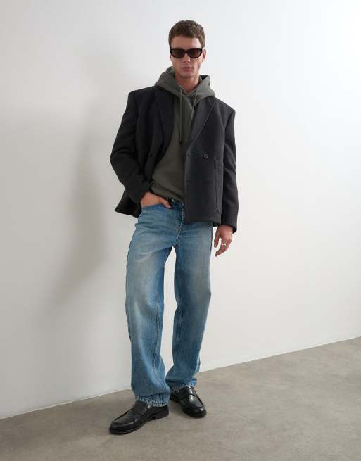 Topman huvtröja i boxig passform med sliten look i tvättad khaki, 5 av 5
