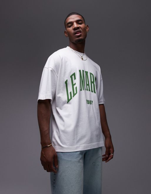 Topman - Hvid ekstremt oversized T-shirt med Le Maris-print