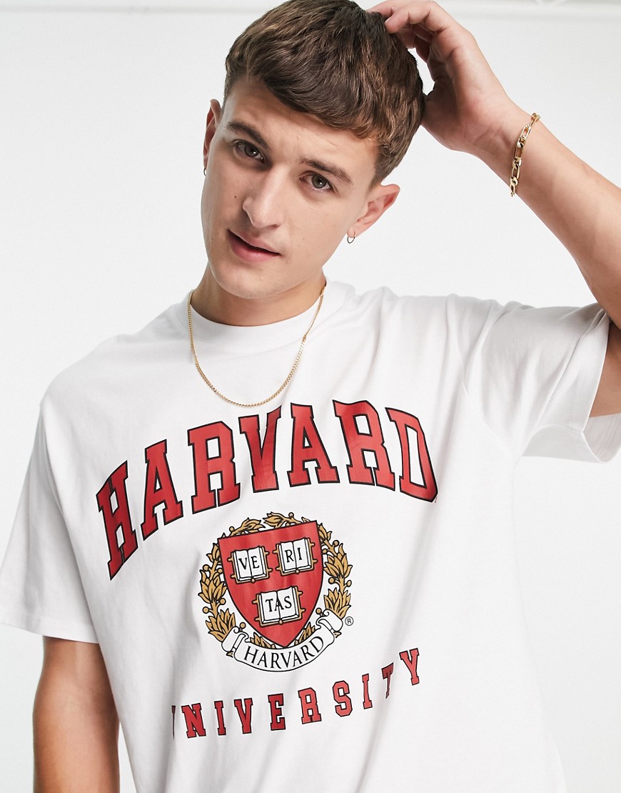 Topman - Hvid oversized T-shirt med Harvard University-print