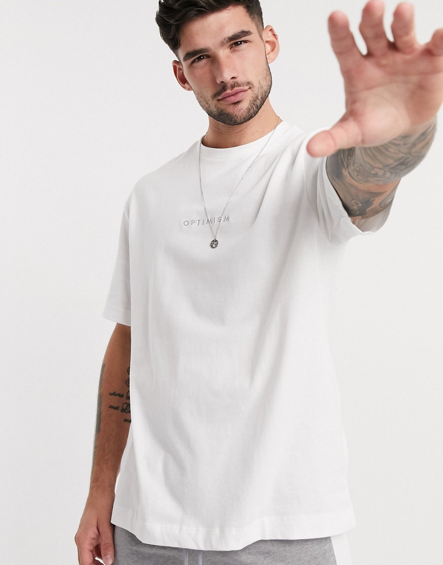 Topman - Hvid oversized t-shirt med optimism-logo