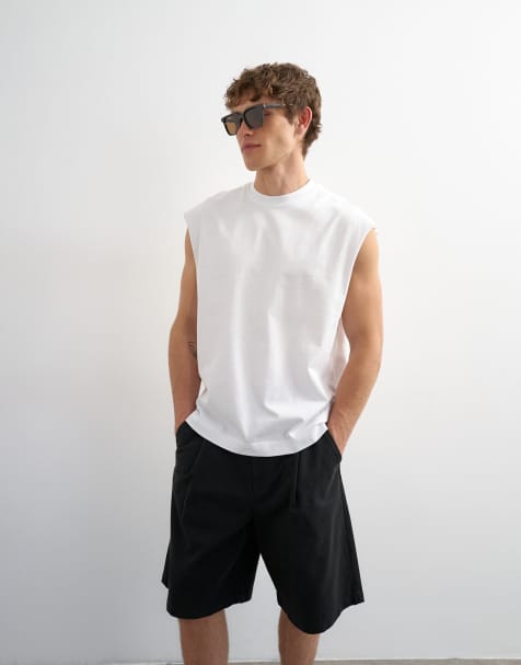 Topman - Hvid T-shirt i afslappet pasform uden ærmer - view 1