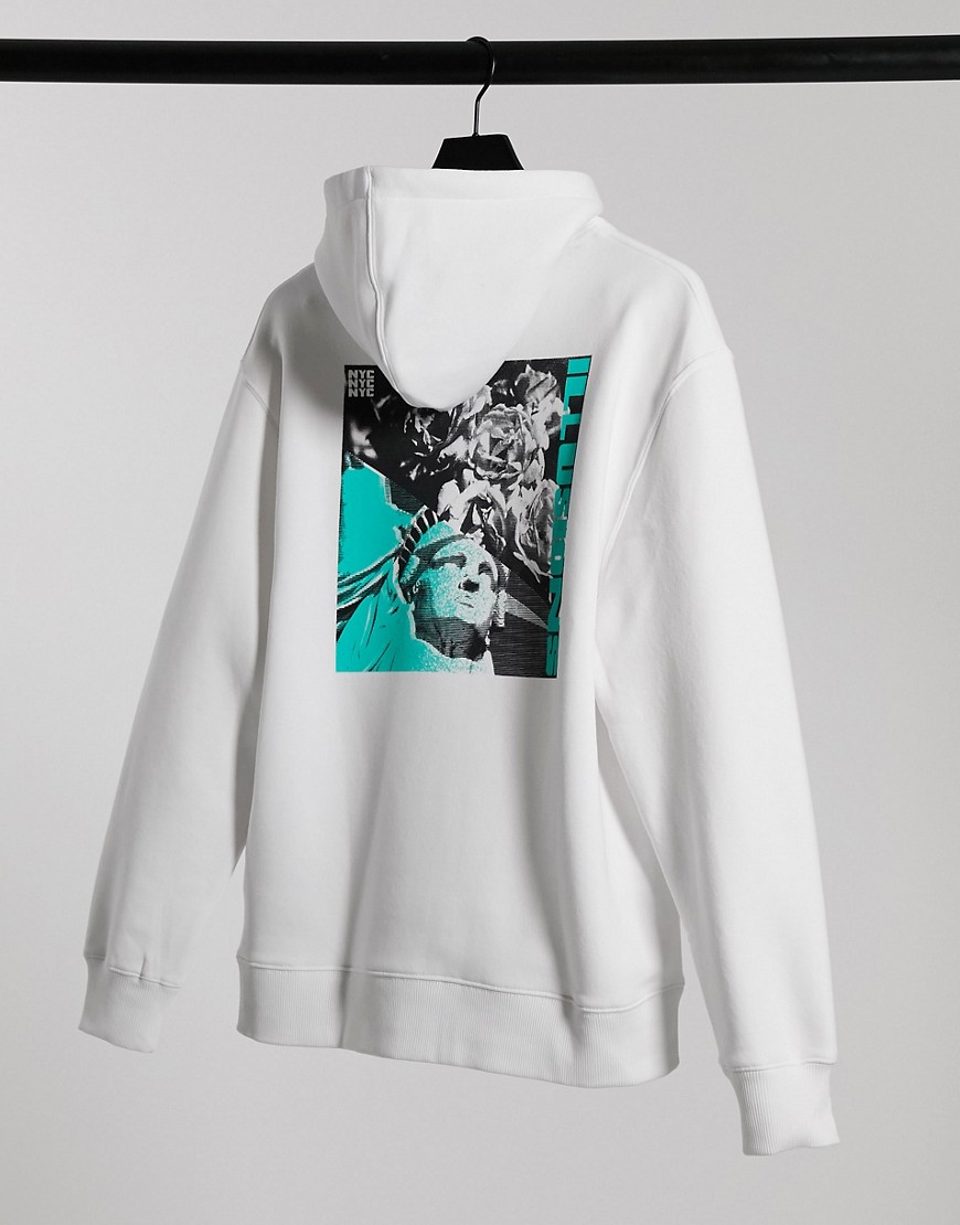 Topman illusions print hoodie in white