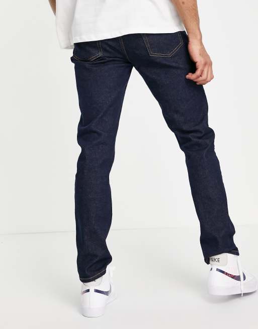 Topman – Indigoblå smala stretchjeans i rå denim, bomullsmix - MBLÅ, 2 av 4