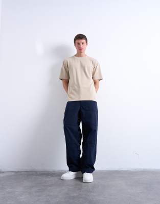 Topman Interlock Oversized Fit T-shirt In Neutral