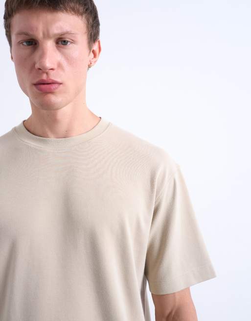 Topman interlock relaxed fit t-shirt in stone, 4 of 5