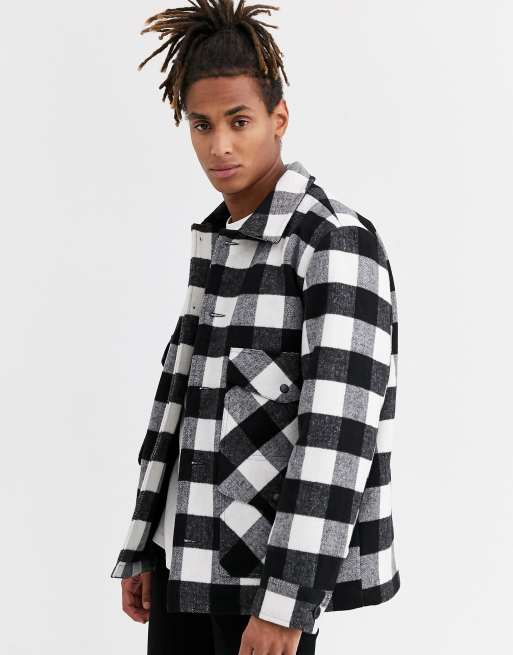 Black and store white checkered coat