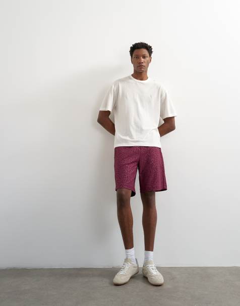 Topman - Jacquard short met luipaardprint in bordeauxrood - view 1