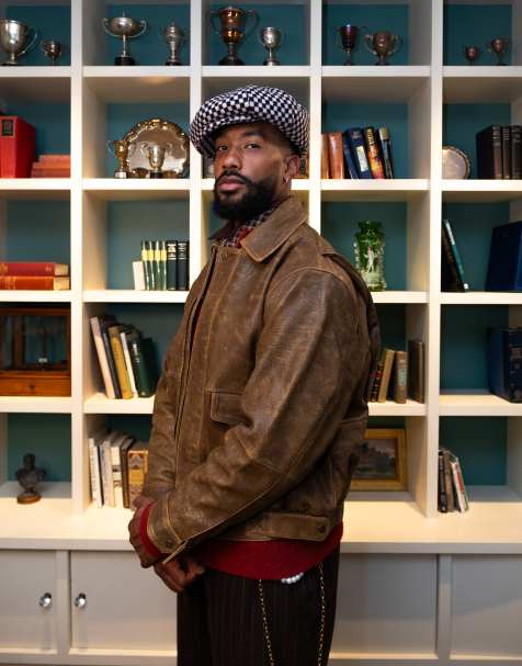 Topman - Jas van echt leer met dubbele zak in lichtbruin - view 1