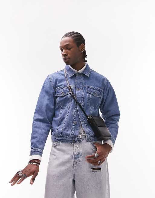 Topman – Jasnoniebieska kurtka jeansowa w stylu kowbojskim o regularnym kroju