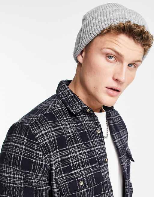 Topman – Jasnoszara czapka dokerka z mieszanki poliestru o waflowej fakturze – GREY