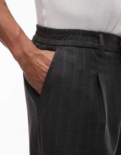 Topman – Jasnoszare spodnie z szerokimi nogawkami, w prążki, 3 z 5