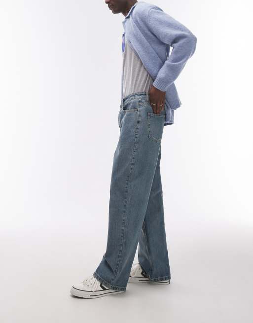 Topman - Jean baggy à délavage moyen vintage, 3 de 5