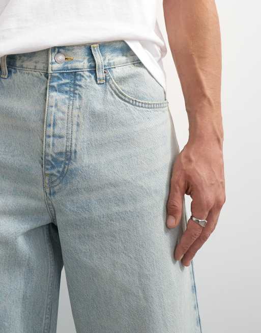 Topman - Jean baggy rigide avec revers - Délavage clair, 3 de 7