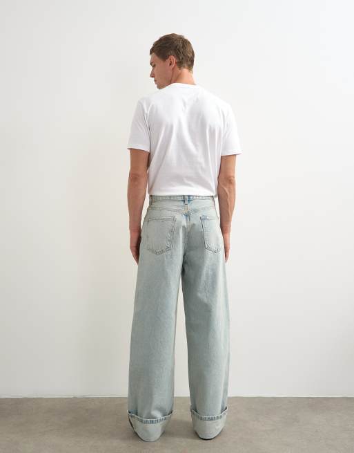 Topman - Jean baggy rigide avec revers - Délavage clair, 5 de 7