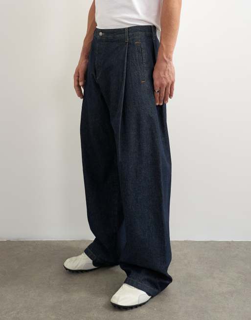 Topman jean coupe baggy rigide à plis en denim brut, 4 de 7