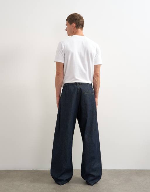 Topman jean coupe baggy rigide à plis en denim brut, 5 de 7