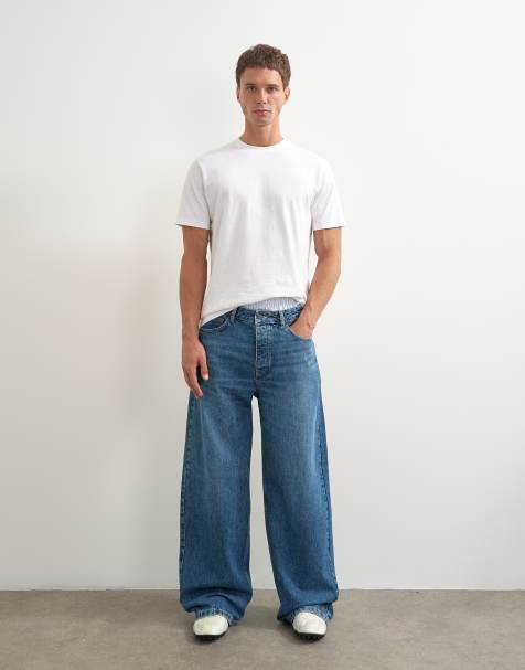 Topman jean coupe baggy rigide délavage moyen - view 1