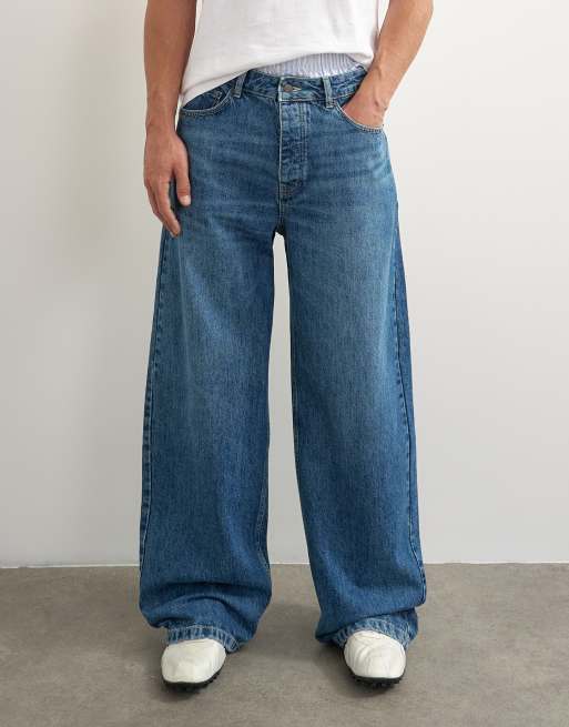 Topman jean coupe baggy rigide délavage moyen, 2 de 7