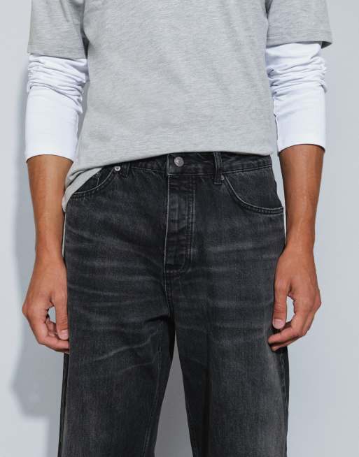 Topman jean coupe baggy rigide délavé noir, 3 de 5