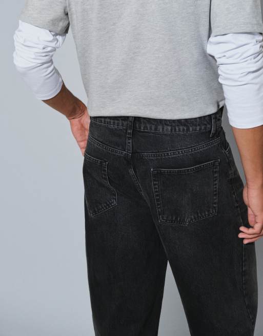 Topman jean coupe baggy rigide délavé noir, 4 de 5
