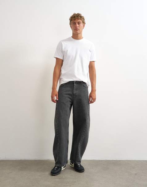 Topman jean coupe barrel rigide délavé noir - view 1
