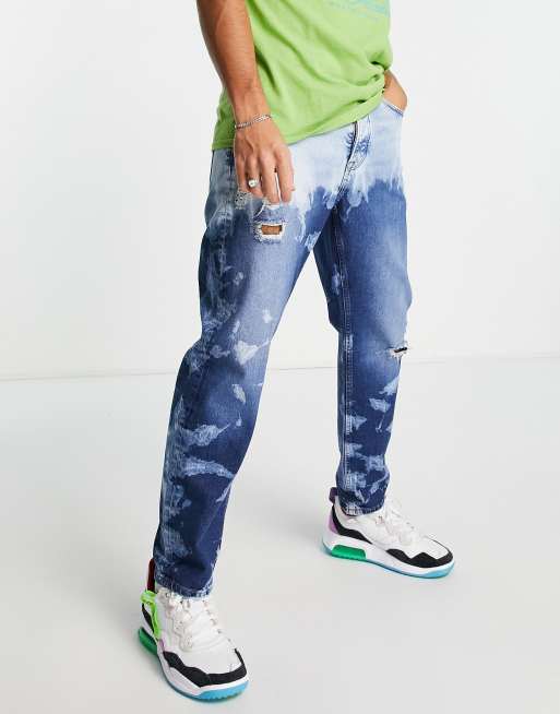 Topman - Jean décontracté ultra-délavé - Bleu moyen