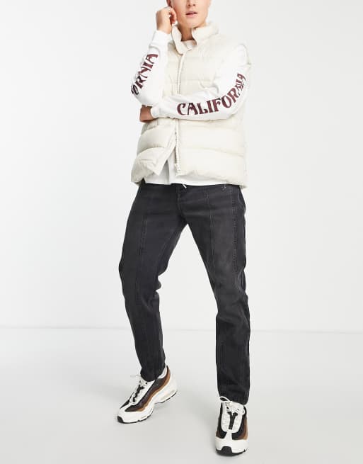 Topman - Jean fuselé avec coutures apparentes devant - Noir délavé