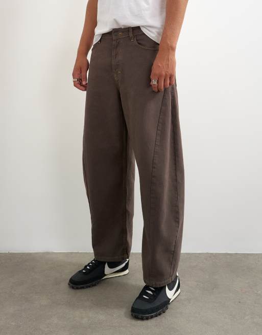 Topman - Jean rigide coupe barrel - Marron épuré, 4 de 7