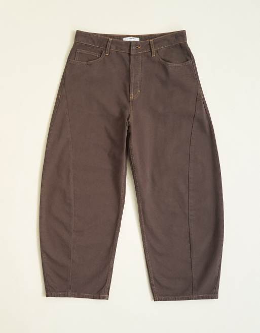 Topman - Jean rigide coupe barrel - Marron épuré, 6 de 7