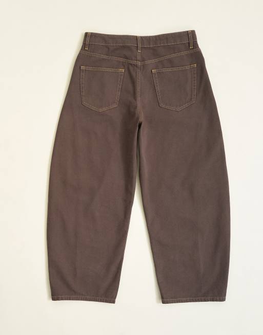Topman - Jean rigide coupe barrel - Marron épuré, 7 de 7