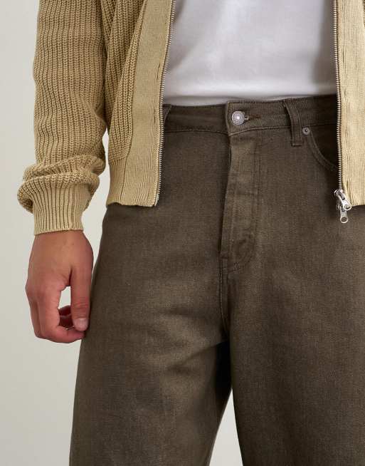 Topman - Jean rigide coupe barrel - Vert délavé, 3 de 5