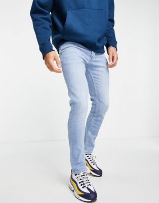 Topman stretch skinny jeans in light wash blue - ASOS Price Checker
