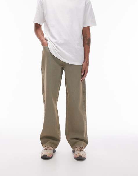 Topman - Jeans a fondo ampio pesanti lavaggio tinto color ruggine - view 1