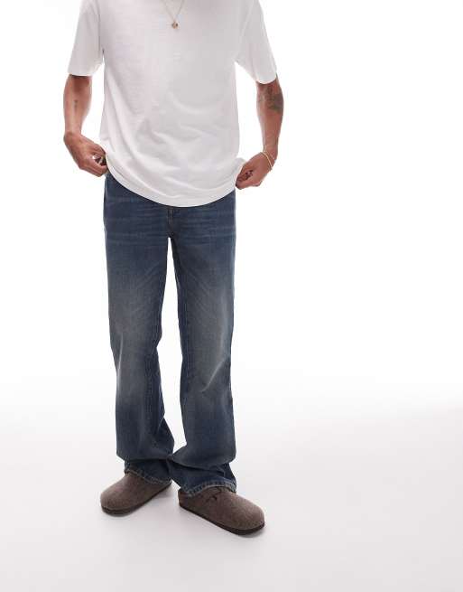 Topman - Jeans a zampa dritti blu scuro 