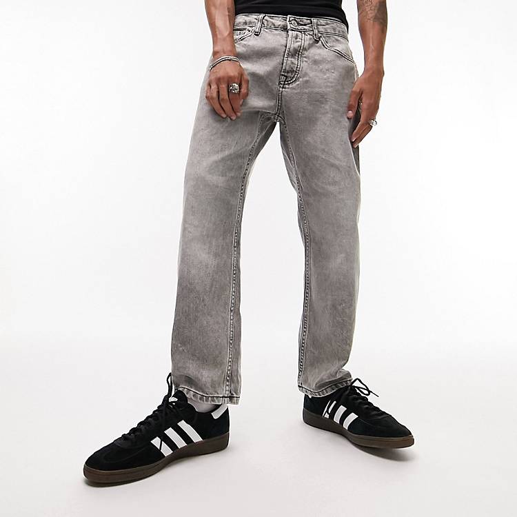 Jeans comodi lavaggio grigio scuro tinto Asos Uomo Abbigliamento Pantaloni e jeans Jeans Jeans straight 