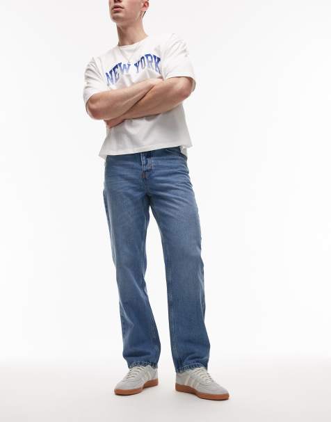 Topman - Jeans dritti lavaggio blu medio - view 1