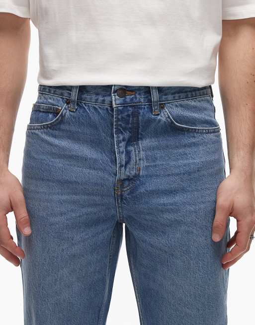 Topman - Jeans dritti lavaggio blu medio, 4 di 5