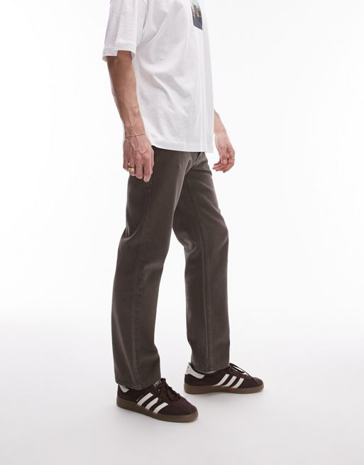Topman - Jeans med lige ben i mørk olivengrøn