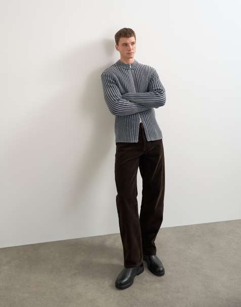 Topman Jeans mit geradem Schnitt und beschichteter Veloursoberfläche in Braun - view 1