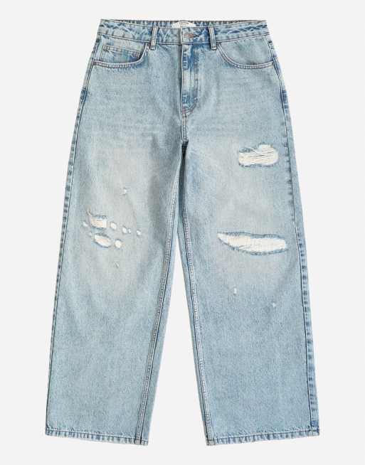 Topman Jeans mit rigidem, weitem Schnitt und Used-Effekt in heller Waschung, 6 von 7