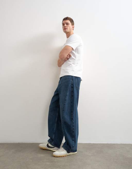 Topman jeans rigidi taglio barrel blu effetto inchiostro, 1 di 5
