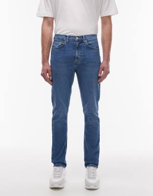 Topman - Jeans skinny elasticizzati lavaggio blu medio - view 1