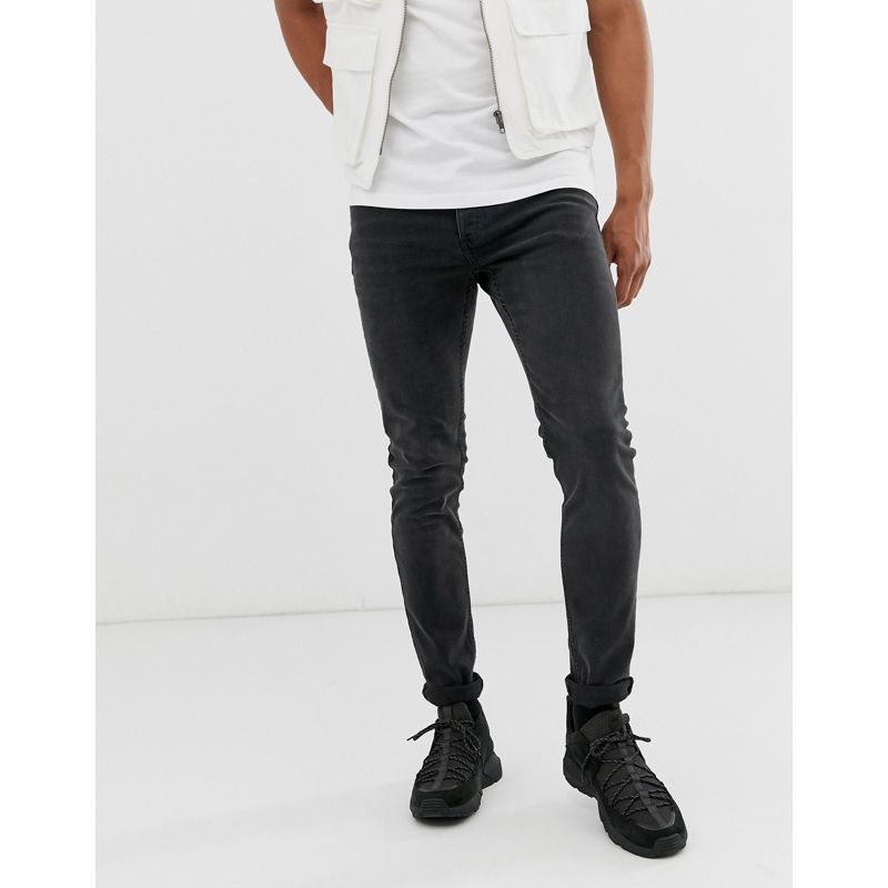 Uomo Jeans Topman - Jeans skinny elasticizzati nero slavato