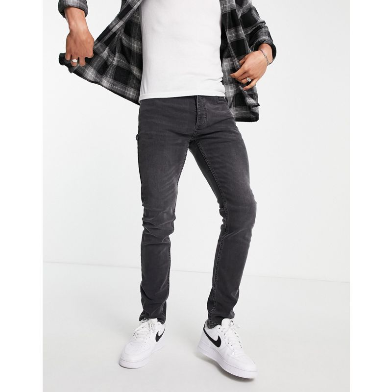 Jeans Uomo Topman - Jeans skinny elasticizzati nero slavato 
