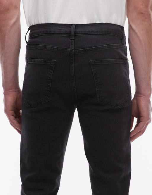 Topman - Jeans skinny elasticizzati nero slavato, 4 di 5