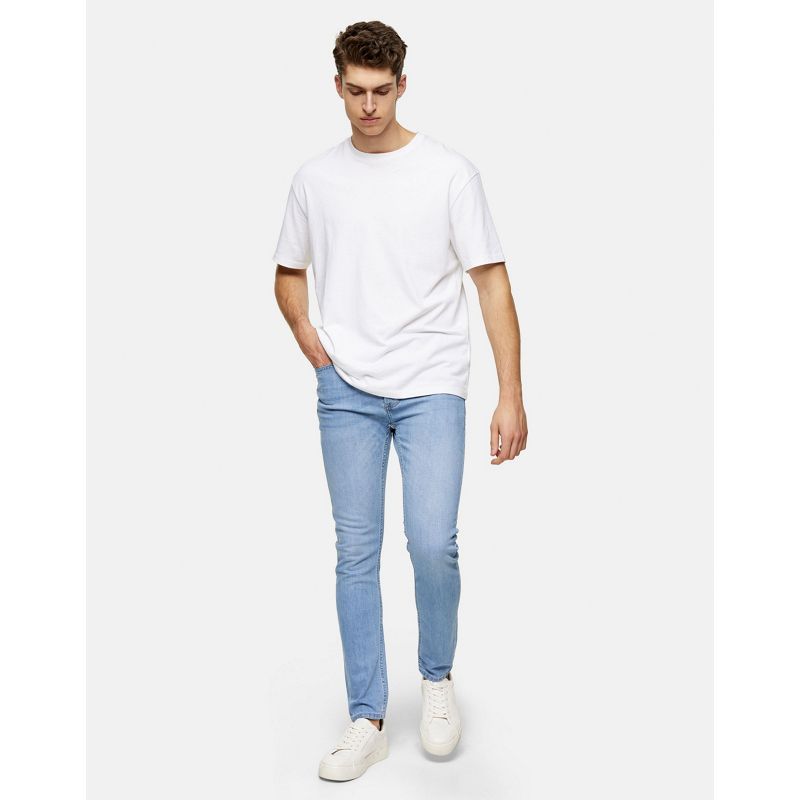 Uomo Jeans skinny Topman - Jeans skinny in misto cotone organico elasticizzato lavaggio chiaro