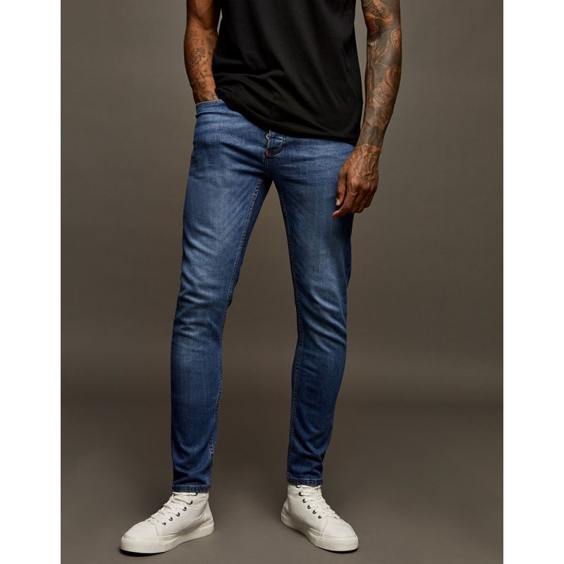 0FXHS Jeans super skinny Topman - Jeans skinny in misto cotone organico elasticizzato lavaggio medio