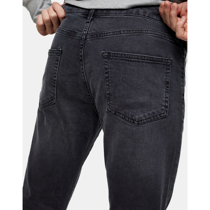 pYtui Uomo Topman - Jeans slim in misto cotone organico nero slavato